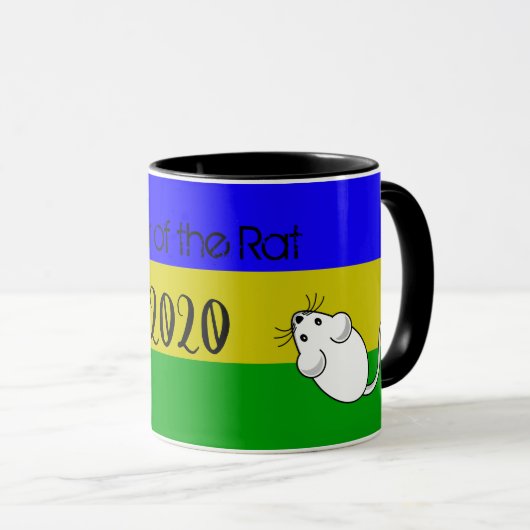 Jaar van de Rat 2020 muis met tekst Mok (Voorkant rechts)