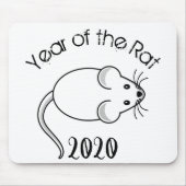Jaar van de Rat 2020 muis met tekst Muismat (Voorkant)