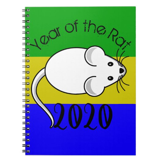 Jaar van de Rat 2020 muis met tekst Notitieboek (Voorkant)