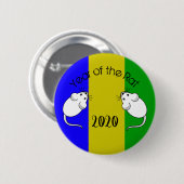 Jaar van de Rat 2020 muis met tekst Ronde Button 5,7 Cm (Voorkant /achterkant)