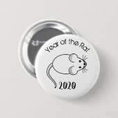 Jaar van de Rat 2020 muis met tekst Ronde Button 5,7 Cm (Voorkant /achterkant)