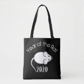 Jaar van de Rat 2020 muis met tekst Tote Bag (Voorkant)