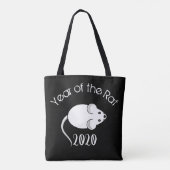 Jaar van de Rat 2020 muis met tekst Tote Bag (Achterkant)
