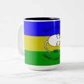 Jaar van de Rat 2020 muis met tekst Tweekleurige Koffiemok (Voorkant links)