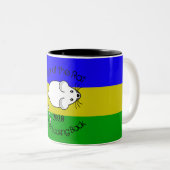 Jaar van de Rat 2020 muis met tekst Tweekleurige Koffiemok (Voorkant rechts)