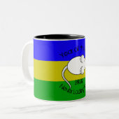 Jaar van de Rat 2020 muis met tekst Tweekleurige Koffiemok (Voorkant links)