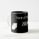 Jaar van de Rat 2020 muis met tekst Tweekleurige Koffiemok (Voorkant links)