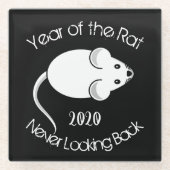 Jaar van de Rat 2020 Nooit terugkijkend Glazen Onderzetter (Voorkant)