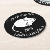 Jaar van de Rat 2020 Nooit terugkijkend Ronde Kartonnen Onderzetter (Gebogen)