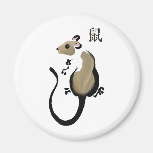 "Jaar van de rat" Aziatische Rat magneet (Voorkant)
