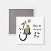 "Jaar van de rat" Aziatische Rat magneet (Voorkant / Achterkant)