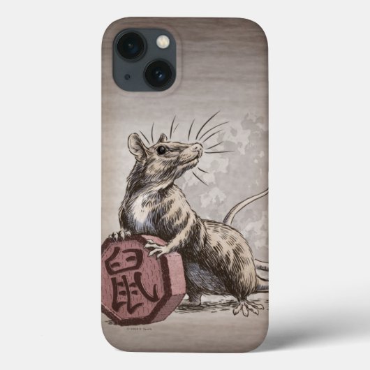 Jaar van de Rat Chinese Zodiac Art iPhone Case (Achterkant)