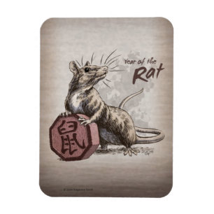 Jaar van de Rat Chinese Zodiac Art Magneet
