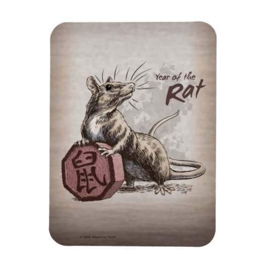Jaar van de Rat Chinese Zodiac Art Magneet (Verticaal)