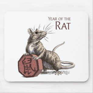 Jaar van de Rat Chinese Zodiac Art Muismat