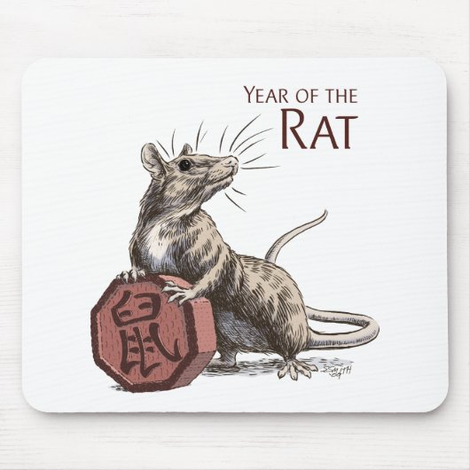 Jaar van de Rat Chinese Zodiac Art Muismat (Voorkant)