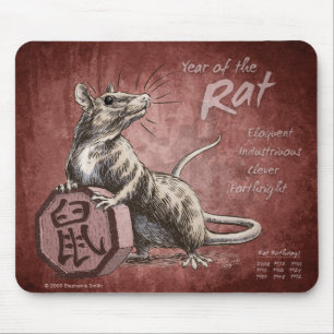 Jaar van de Rat Chinese Zodiac Art Muismat