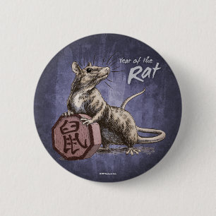 Jaar van de Rat Chinese Zodiac Art Ronde Button 5,7 Cm