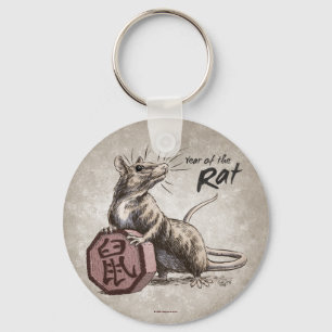 Jaar van de Rat Chinese Zodiac Art Sleutelhanger