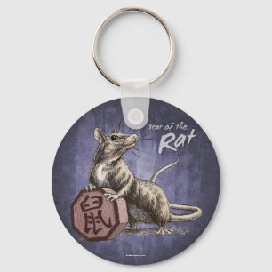 Jaar van de Rat Chinese Zodiac Art Sleutelhanger