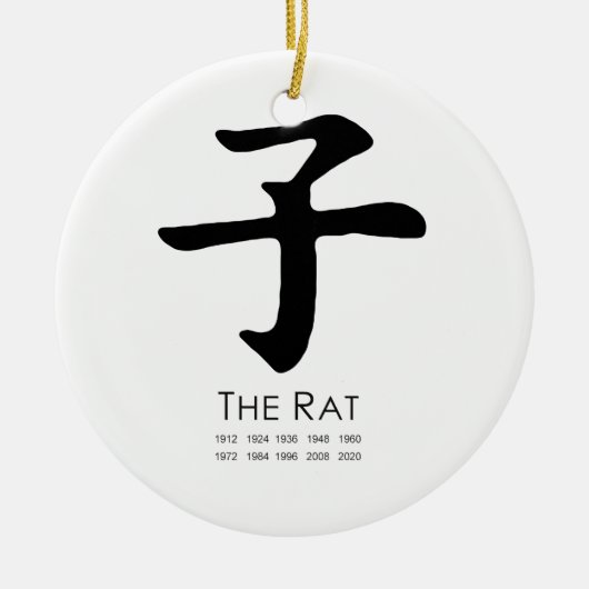 Jaar van de Rat Keramisch Ornament (Voorkant)
