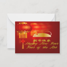 Jaar van de rat notitiekaartje