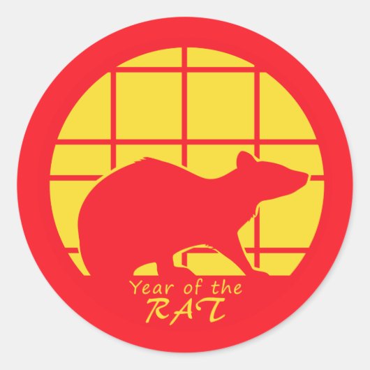 Jaar van de Rat Ronde Sticker (Voorkant)
