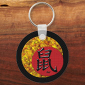 Jaar van de Rat: rood en goud Sleutelhanger (Voorkant)