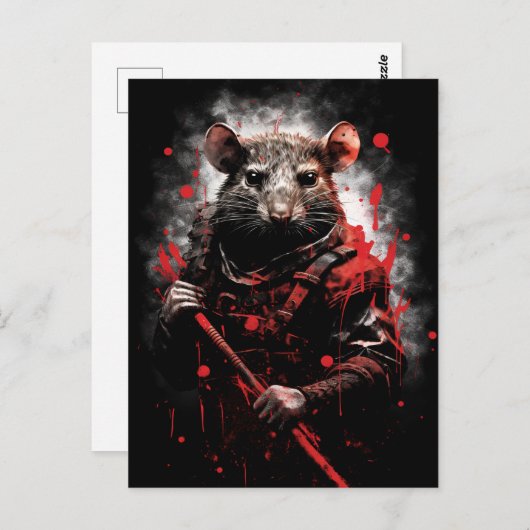 Jaar van de Rat Samurai Briefkaart (Voorkant / Achterkant)