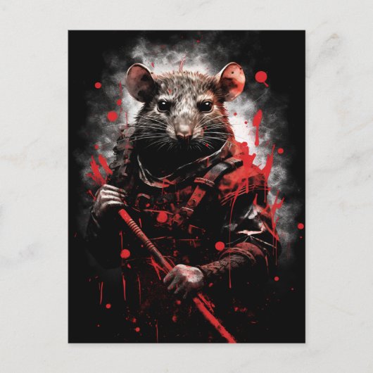 Jaar van de Rat Samurai Briefkaart (Voorkant)
