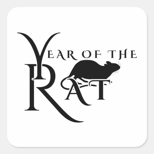 Jaar van de rat vierkante sticker (Voorkant)