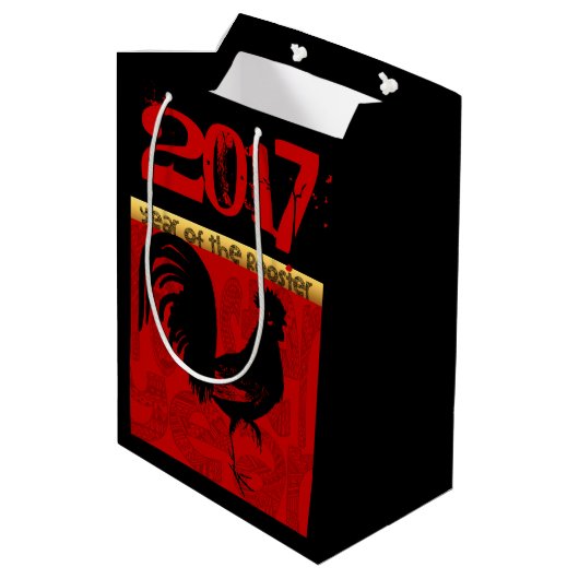 Jaar van de Rooster 2017 M Gift Bag 1 Medium Cadeauzakje (Achterkant Gekanteld)