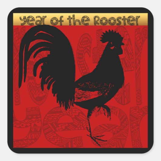 Jaar van de Rooster 2017 Square Sticker (Voorkant)
