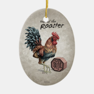 Jaar van de Rooster Chinese Zodiac Art Keramisch Ornament
