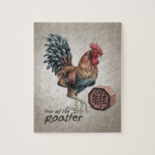 Jaar van de Rooster Chinese Zodiac Art Legpuzzel