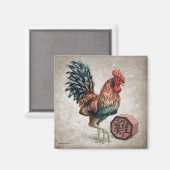 Jaar van de Rooster Chinese Zodiac Art Magneet (Voorkant / Achterkant)
