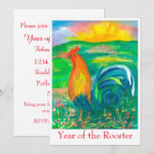 Jaar van de Rooster Party Uitnodiging (Voorkant / Achterkant)
