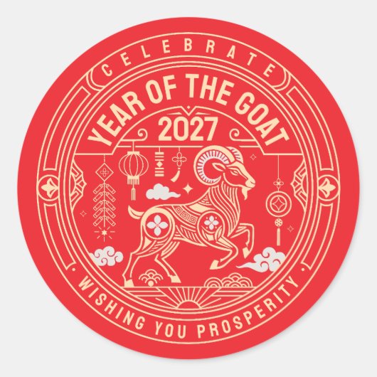 Jaar van de Schaap 2027 / Jaar van de Geit 2027 Ronde Sticker (Voorkant)