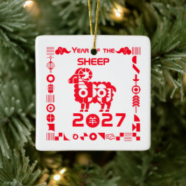 Jaar van de Schaap 2027 Keramisch Ornament