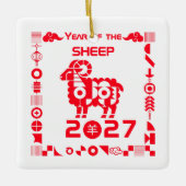 Jaar van de Schaap 2027 Keramisch Ornament (Voorkant)