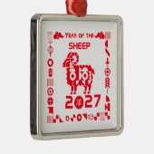 Jaar van de Schaap 2027 Metalen Ornament (Rechts)