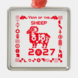 Jaar van de Schaap 2027 Metalen Ornament