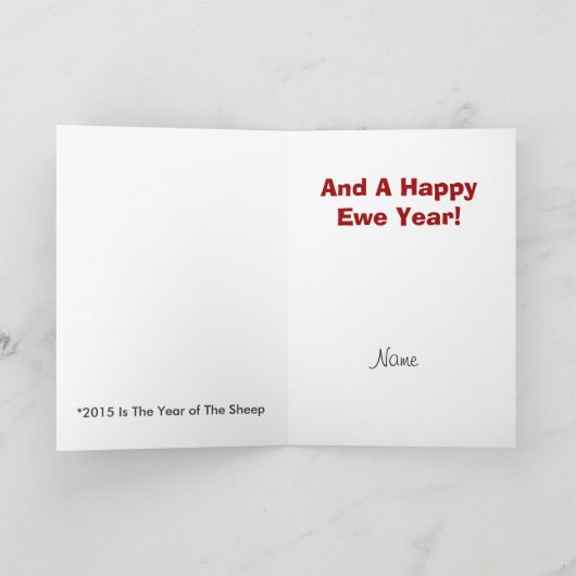 Jaar van de Schaap Kerst Kaart (Binnen)