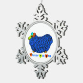 Jaar van de Sheep Funny Ram in Blauw Ornament (Rechts)