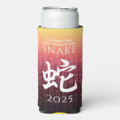 Jaar van de Slang 蛇 Rode Goud Chinees Nieuwjaar Seltzer Blikjeskoeler (Seltzer Voorkant)