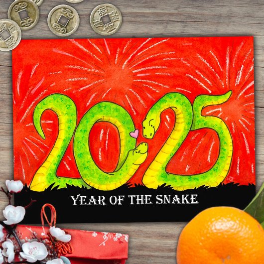 Jaar van de Slang 2025 ansichtkaart Briefkaart