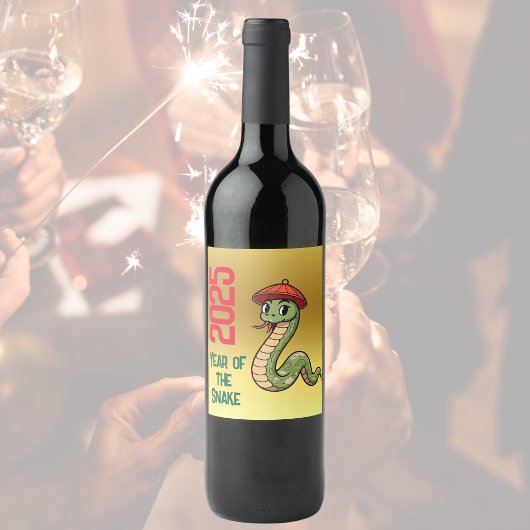 Jaar van de Slang 2025 Chinees Nieuwjaar houtslang Wijn Etiket