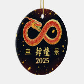 Jaar van de Slang 2025 Chinees Nieuwjaar Keramisch Ornament (Rechts)