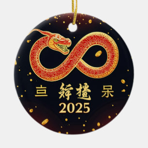 Jaar van de Slang 2025 Chinees Nieuwjaar Keramisch Ornament