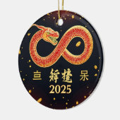 Jaar van de Slang 2025 Chinees Nieuwjaar Keramisch Ornament (Links)